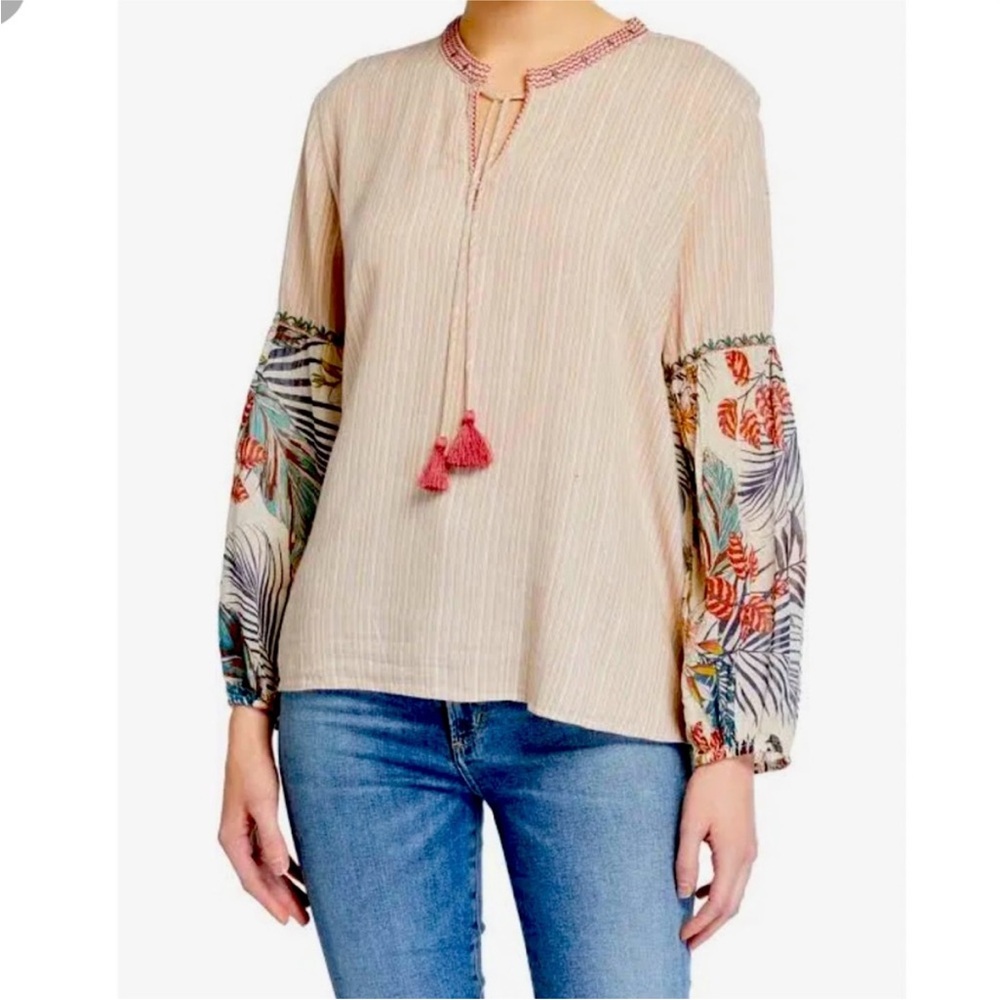 Johnny Was Workshop Effortless Puff Sleeve Peasant Blouse sz small